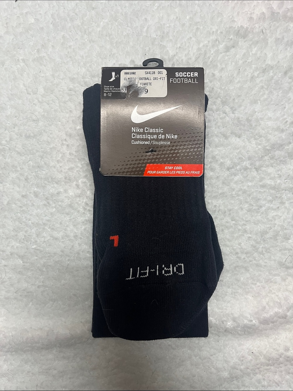 Nike Men's Black Dri-FIT Cushioned Athletic Soccer Socks with White Logo